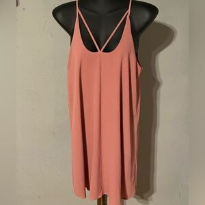 Small Blue Rain mauve lined loose fit sleeveless pull on midi dress